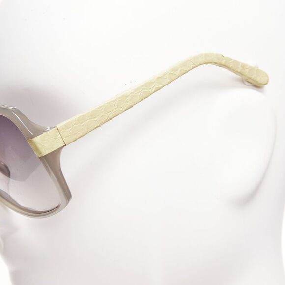 Linda Farrow Luxe Scaled Leather Arm Square Sunglasses